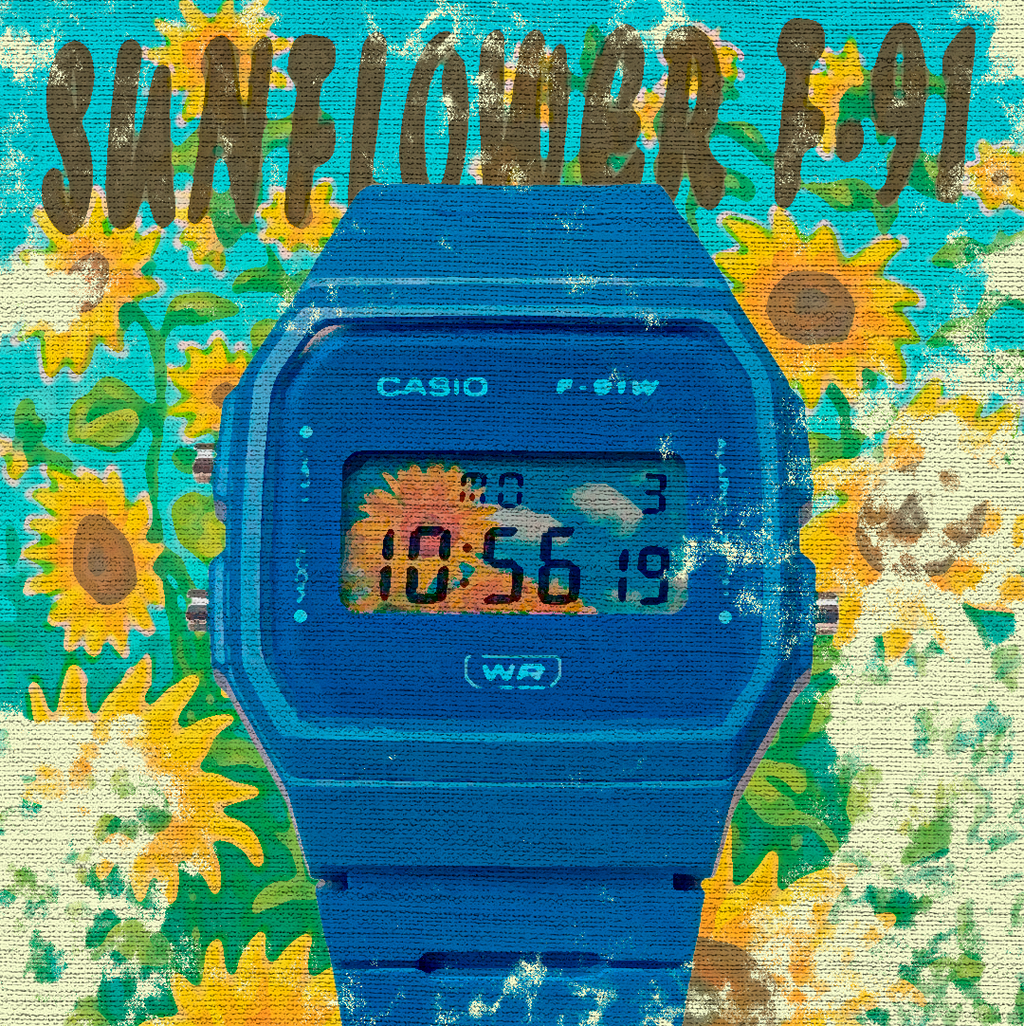 "Sunflower" Casio F-91WB-2A1