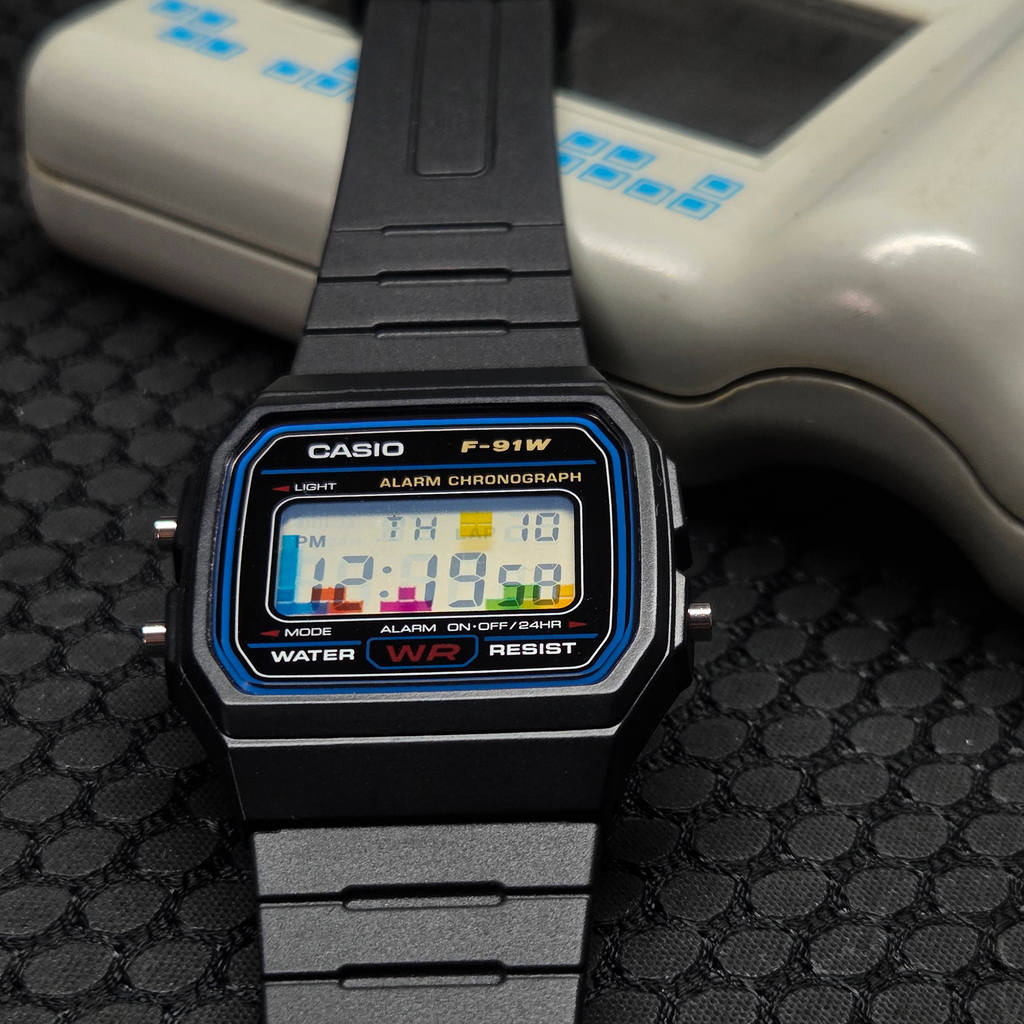 "Block Cascade” Casio F-91W-1